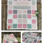 Heart Bubble Stitch Baby Blanket Free Crochet Pattern