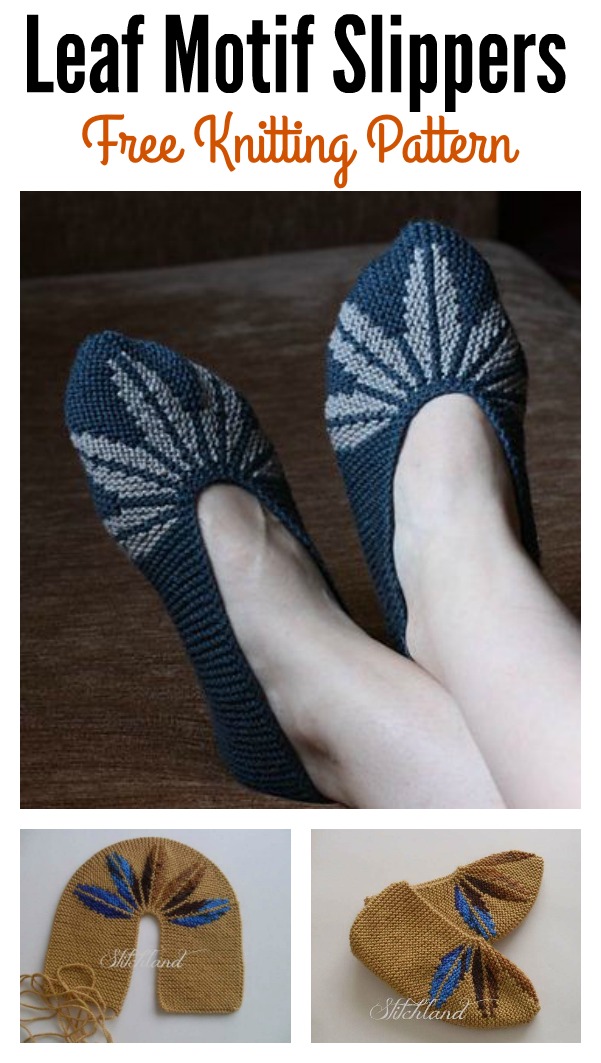 Leaf Motif Slippers Free Knitting Pattern