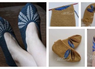 Leaf Motif Slippers Free Knitting Pattern