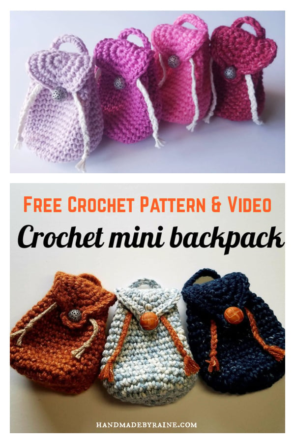 Mini Backpack Keychain Free Crochet Pattern and Video Tutorial 