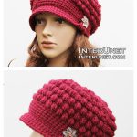 Newsboy Puff Stitch Hat Free Crochet Pattern