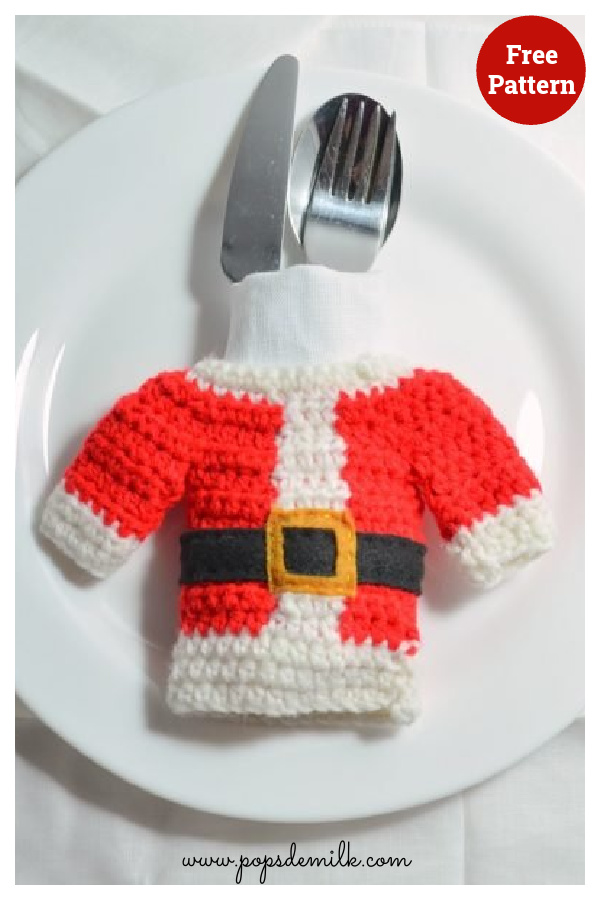 Santa Claus Cutlery Cozy Free Crochet Pattern