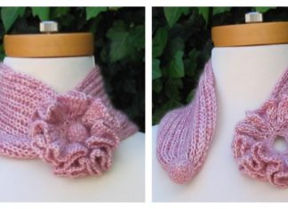 Self-Fastening Flower Scarf Free Knitting Pattern