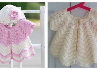 Star Shaped Baby Chevron Cardigan Free Crochet Pattern and Video Tutorial