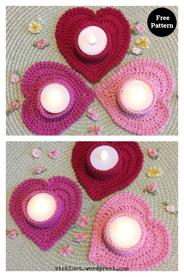 Sweetheart Tea Light Holder Free Crochet Pattern