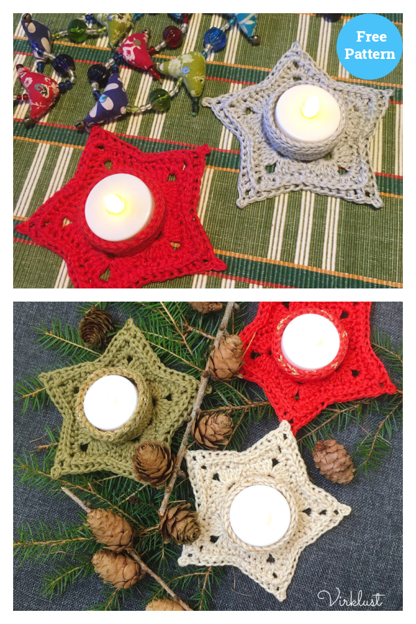 Star Tea Light Holder Free Crochet Pattern