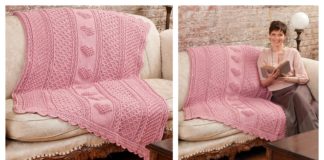 Aran Hearts Throw Free Crochet Pattern