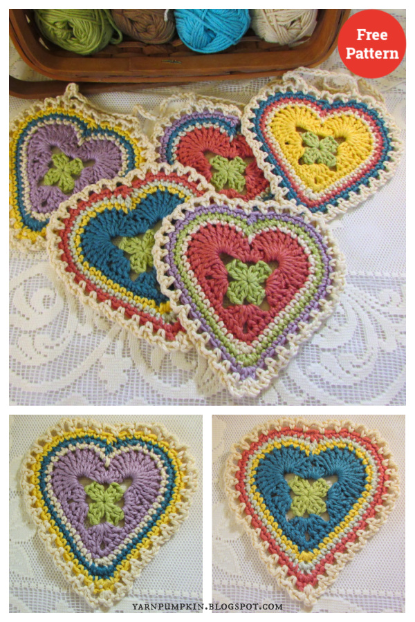 Granny Sweet Heart Free Crochet Pattern 