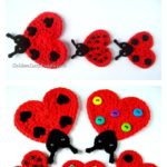 Heart Ladybug Applique Free Crochet Pattern