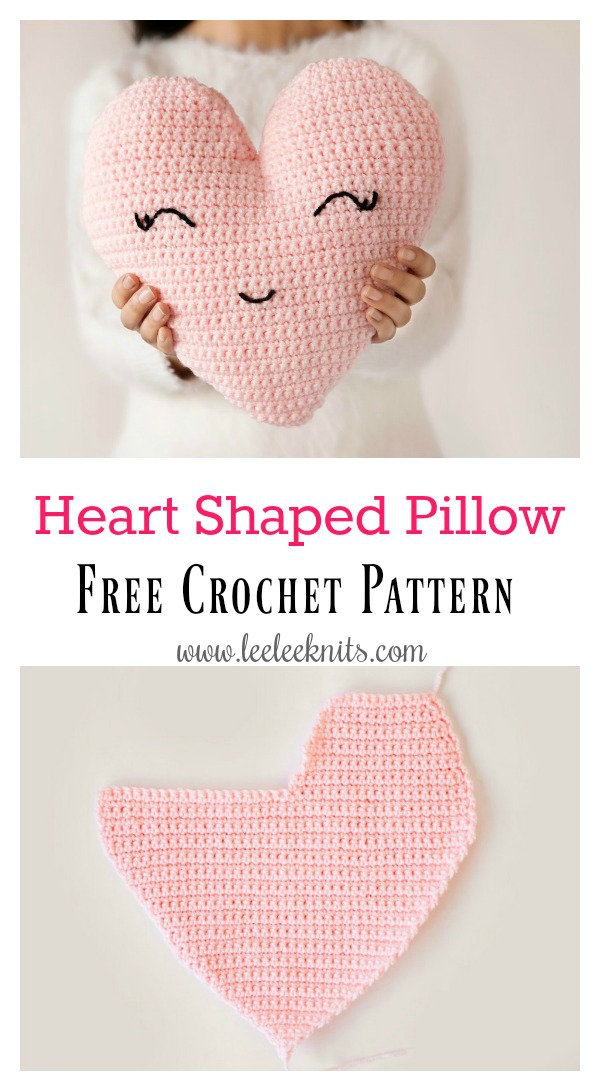Heart Shaped Pillow Free Crochet Pattern 
