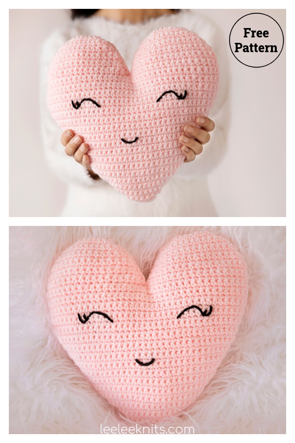 Heart Shaped Pillow Free Crochet Pattern 