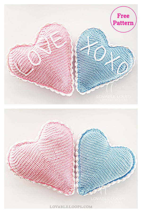 Heart Shaped Pillow Free Crochet Pattern