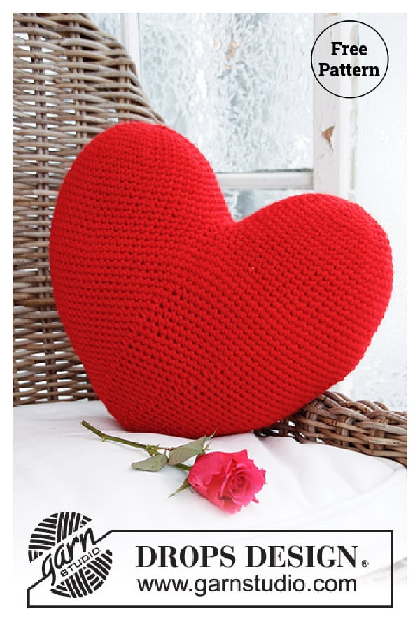 Hooked On You Heart Pillow Free Crochet Pattern