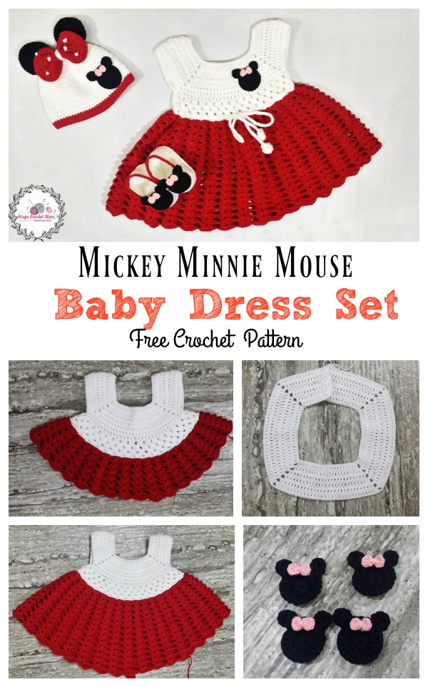 Mickey Minnie Mouse Baby Dress Set Free Crochet Pattern