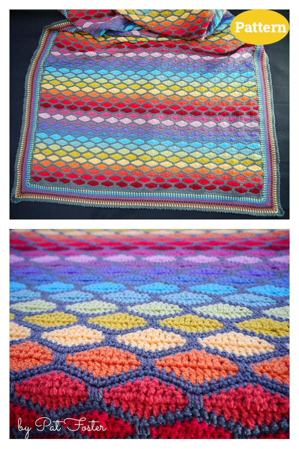 Rainbow Stained Glass Blanket Crochet Pattern