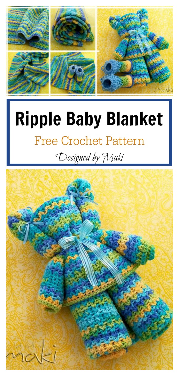 Ripple Baby Blanket Free Crochet Pattern 