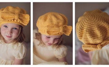 Beret Hat With Bow Free Crochet Pattern