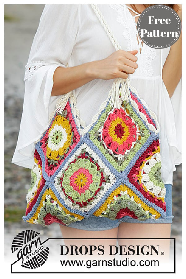 Crocheted Bag with Squares Free Pattern