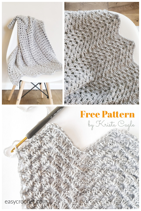 Easy Henley Ripple Granny Blanket Free Crochet Pattern
