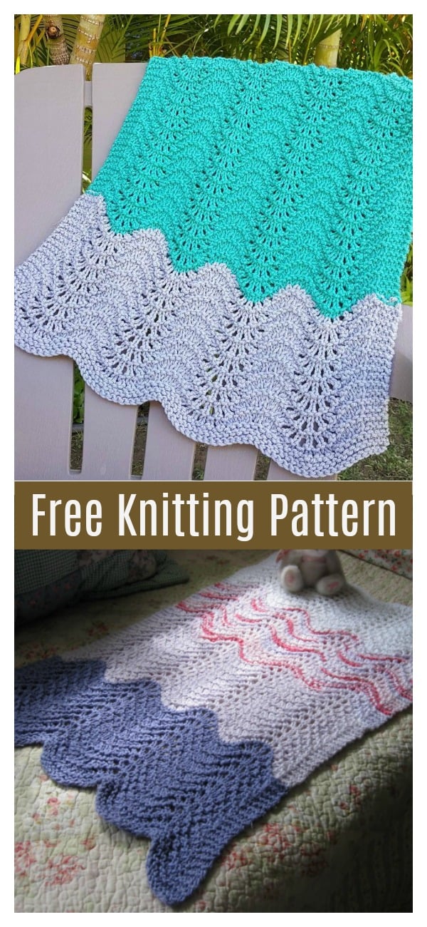 Feather and Fan Rainbow Baby Blanket Free Knitting Pattern