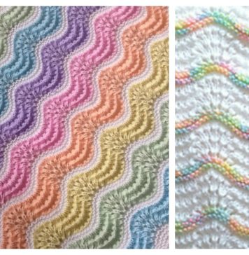 Feather and Fan Rainbow Baby Blanket Free Knitting Pattern