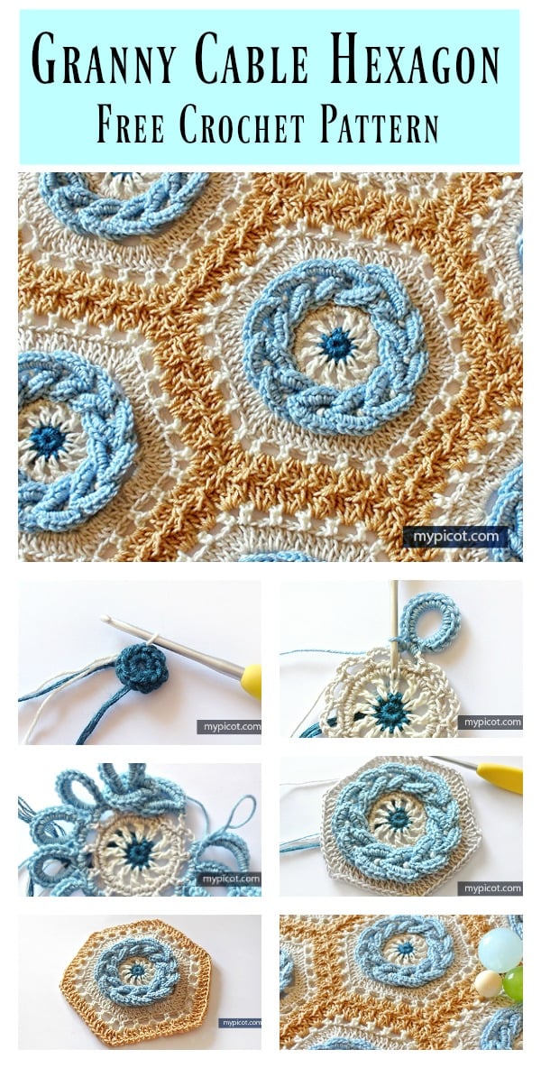 Granny Cable Hexagon Blanket Free Crochet Pattern