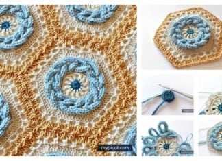 Granny Cable Hexagon Blanket Free Crochet Pattern