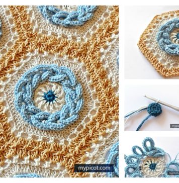 Granny Cable Hexagon Blanket Free Crochet Pattern