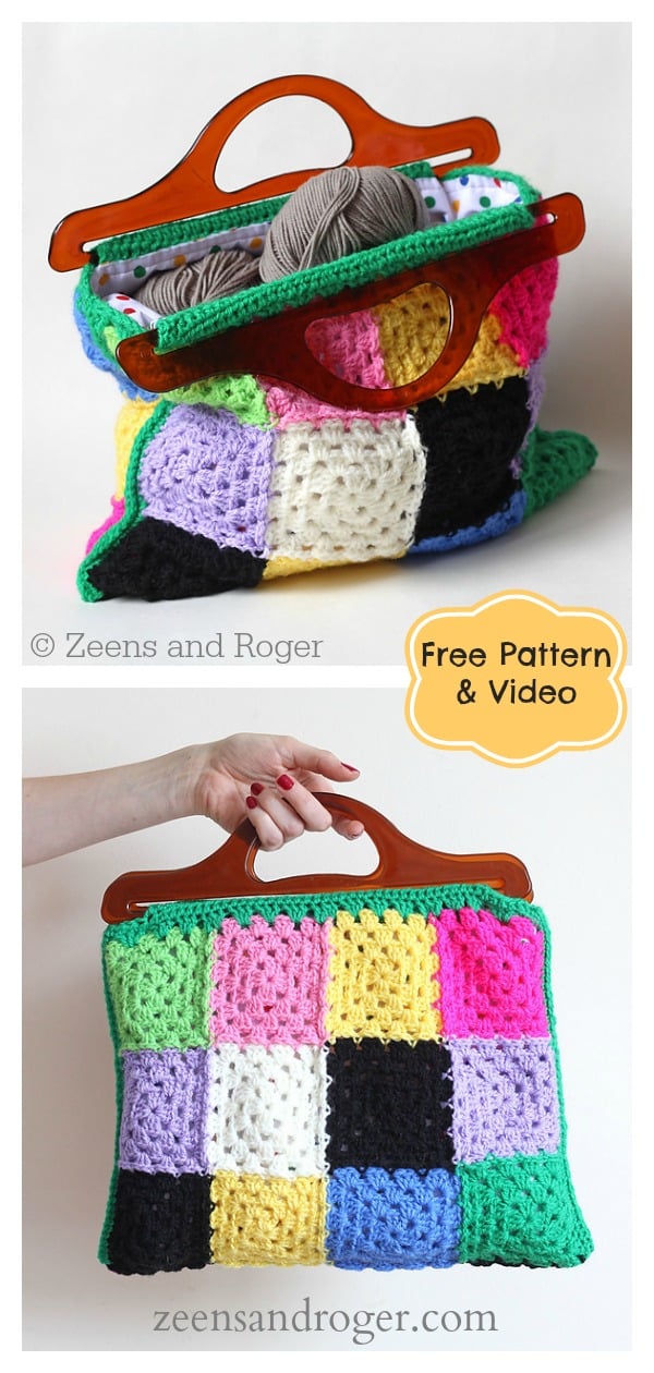 Granny Square Bag Free Crochet Pattern 