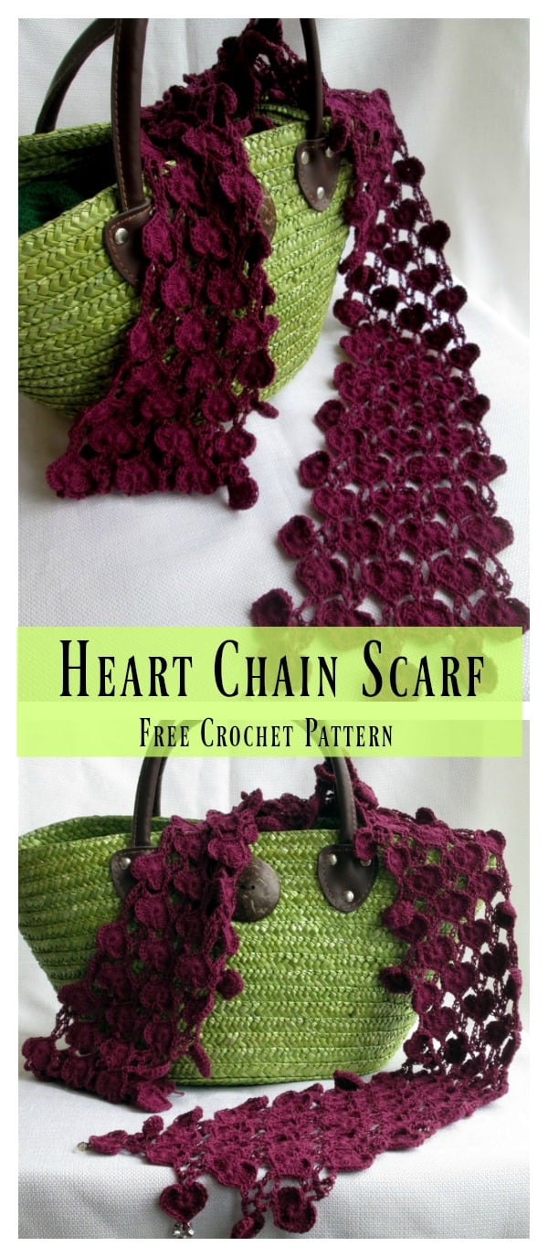 Heart Chain Scarf Free Crochet Pattern