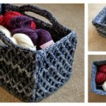 Rectangular Diamond Trellis Basket Free Crochet Pattern