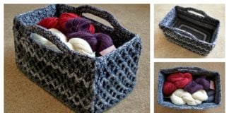 Rectangular Diamond Trellis Basket Free Crochet Pattern