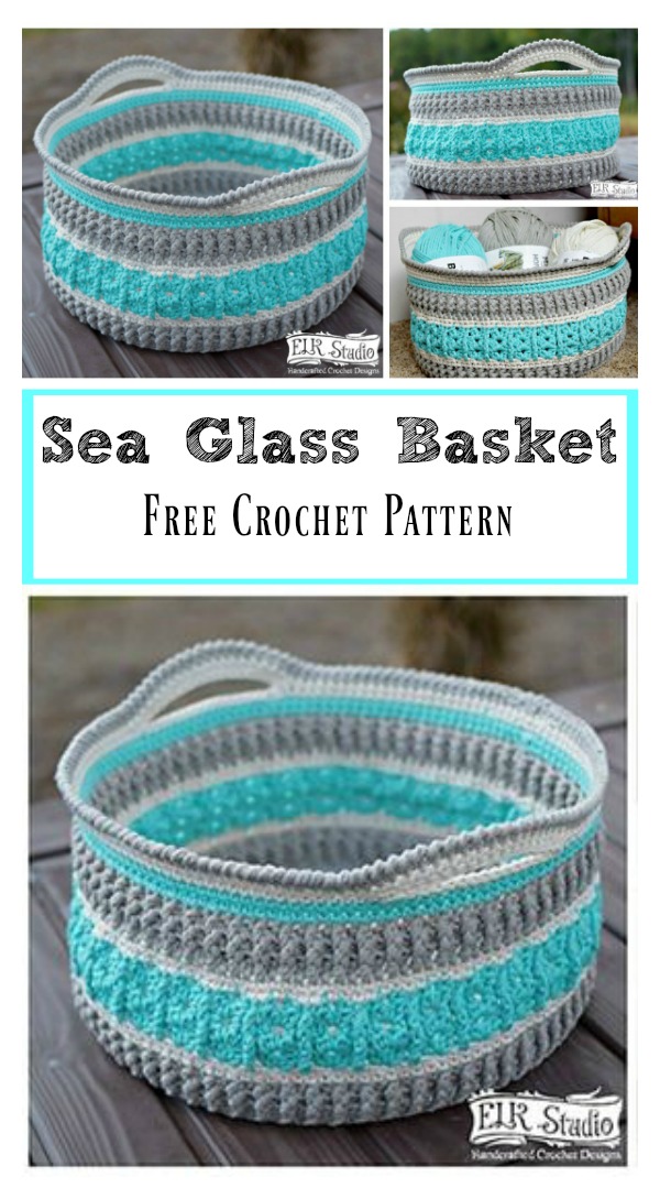 Sea Glass Basket Free Crochet Pattern 