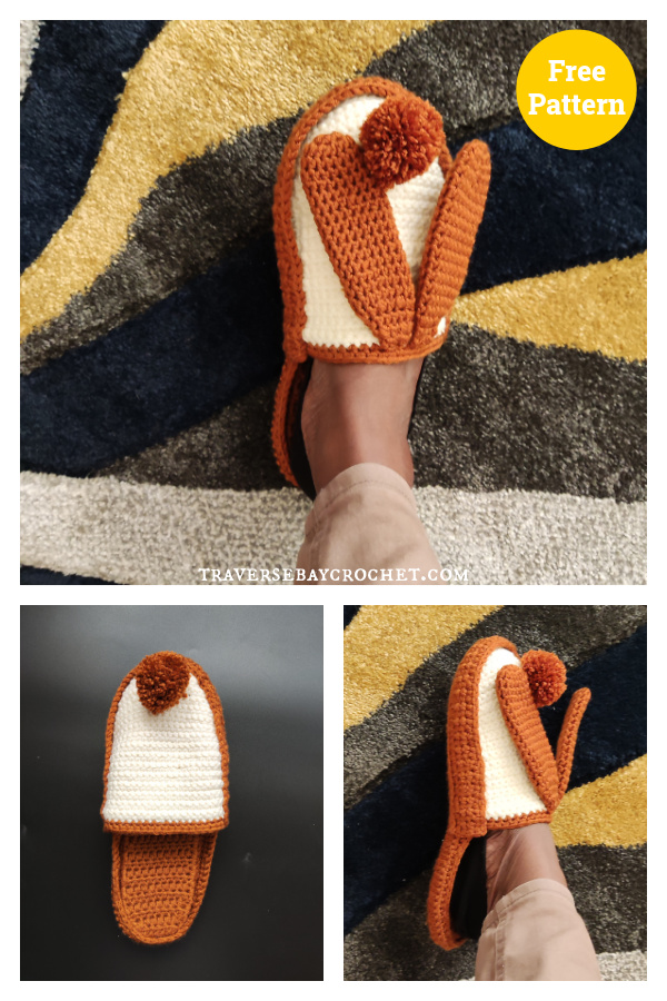 Adults Bunny Slippers Free Crochet Pattern
