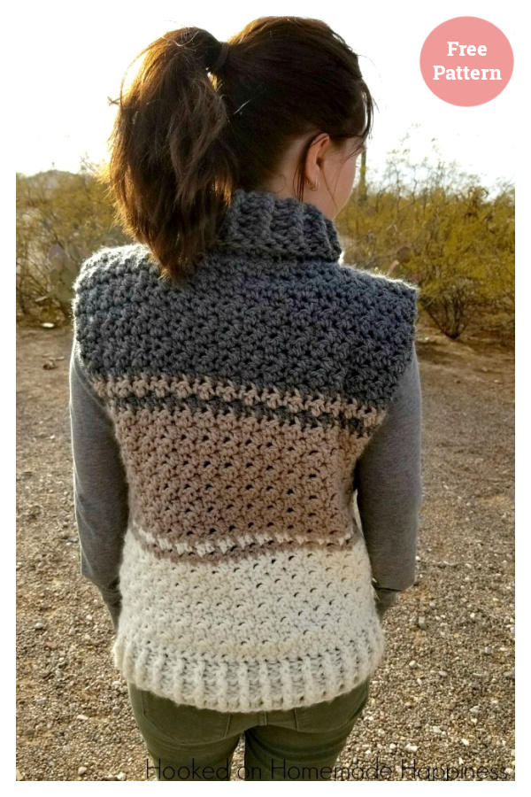 Cowl Sweater Vest Free Crochet Pattern