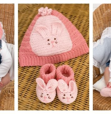 Cute Bunny Baby Hat and Booties Free Crochet Pattern