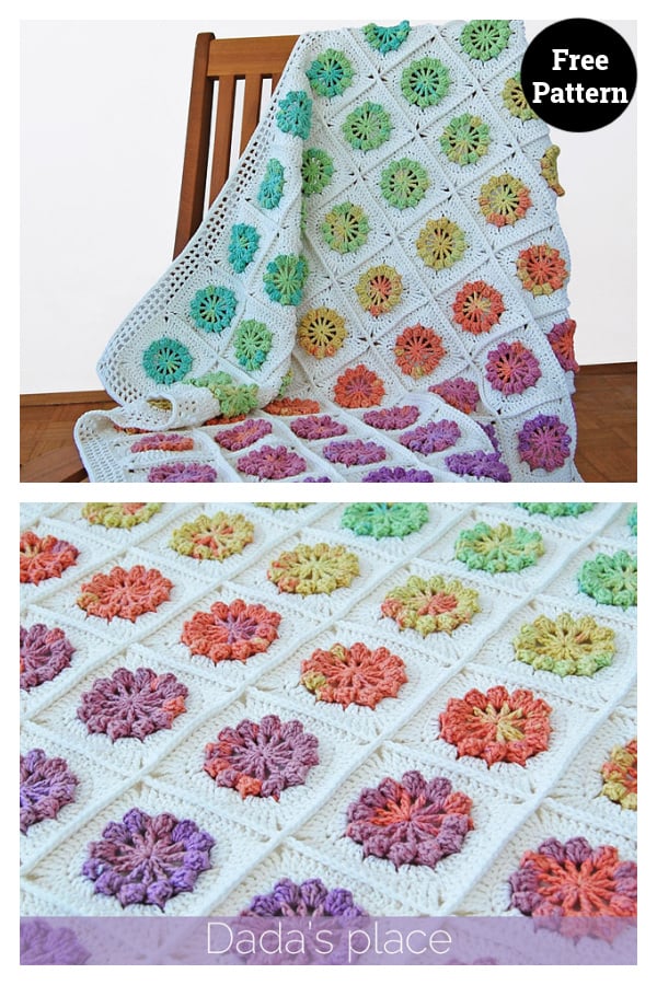 Floral Motif Afghan Baby Blanket Free Crochet Pattern