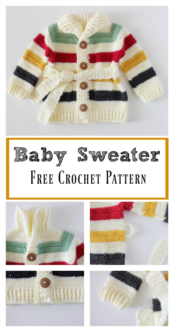 Hudson’s Bay Baby Sweater Free Crochet Pattern