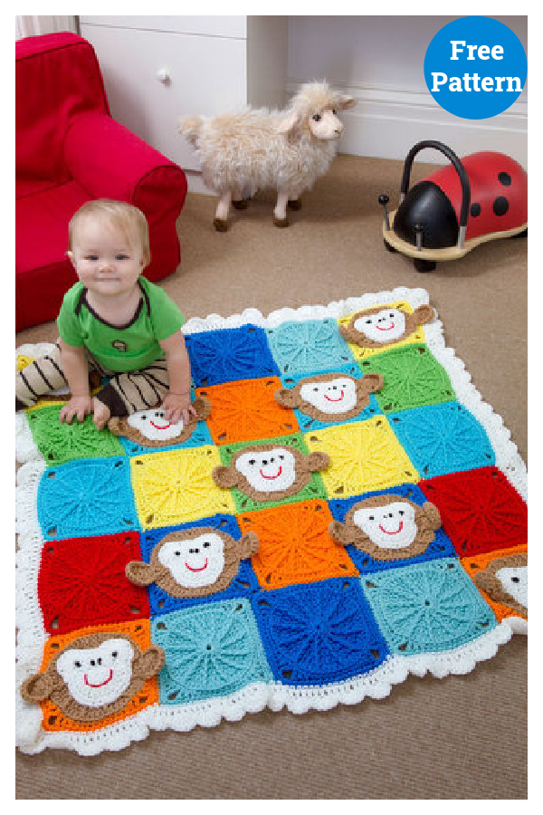 Monkey Around Baby Blanket Free Crochet Pattern 