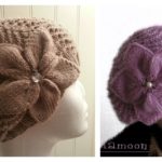 Slouchy Lace Hat with Flower Free Knitting Pattern