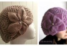 Slouchy Lace Hat with Flower Free Knitting Pattern