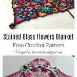 Stained Glass Flowers Afghan Blanket Free Crochet Pattern