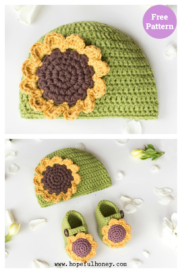 Sunflower Baby Hat Free Crochet Pattern