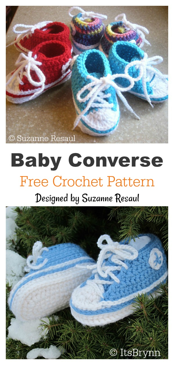 Baby Converse Booties Free Crochet Pattern 