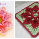 Calla Lily Flower Afghan Block Free Crochet Pattern