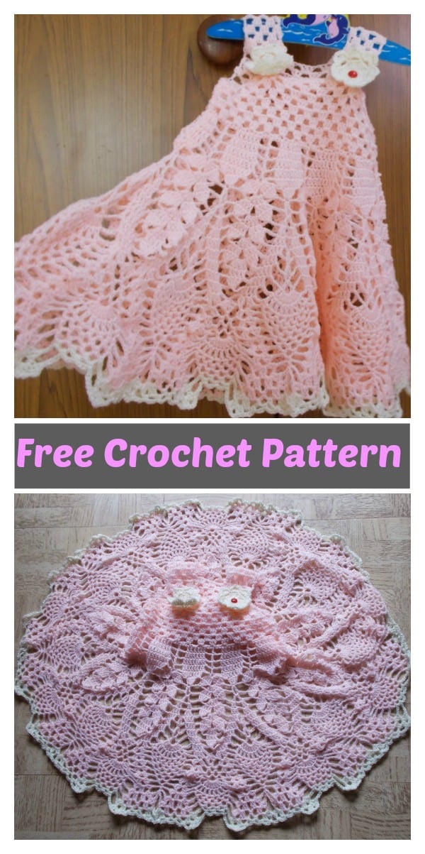Divine Pineapple Stitch Baby Dress Free Crochet Pattern