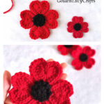 Heart Poppy Flower Free Crochet Pattern and Video Tutorial