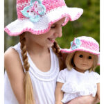 Kids Linen Stitch Sun Hat with Butterfly Free Crochet Pattern