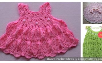 Pineapple Stitch Baby Dress Free Crochet Pattern