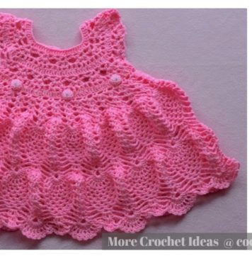Pineapple Stitch Baby Dress Free Crochet Pattern